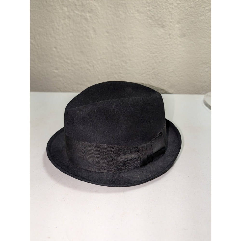 Hughes Hatcher Suffrin Detroit Vintage Black Fedora 7 1/4 Wool